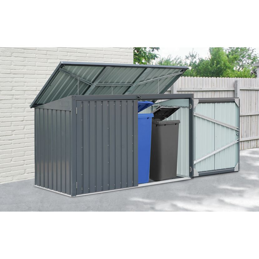 Mülltonnenbox Stahl anthrazit 233 x 134 x 101 cm