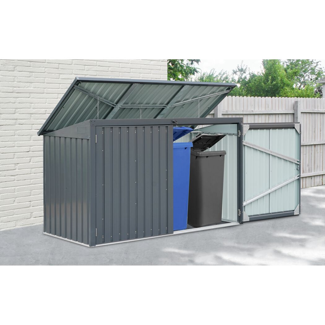 Mülltonnenbox Stahl anthrazit 233 x 134 x 101 cm
