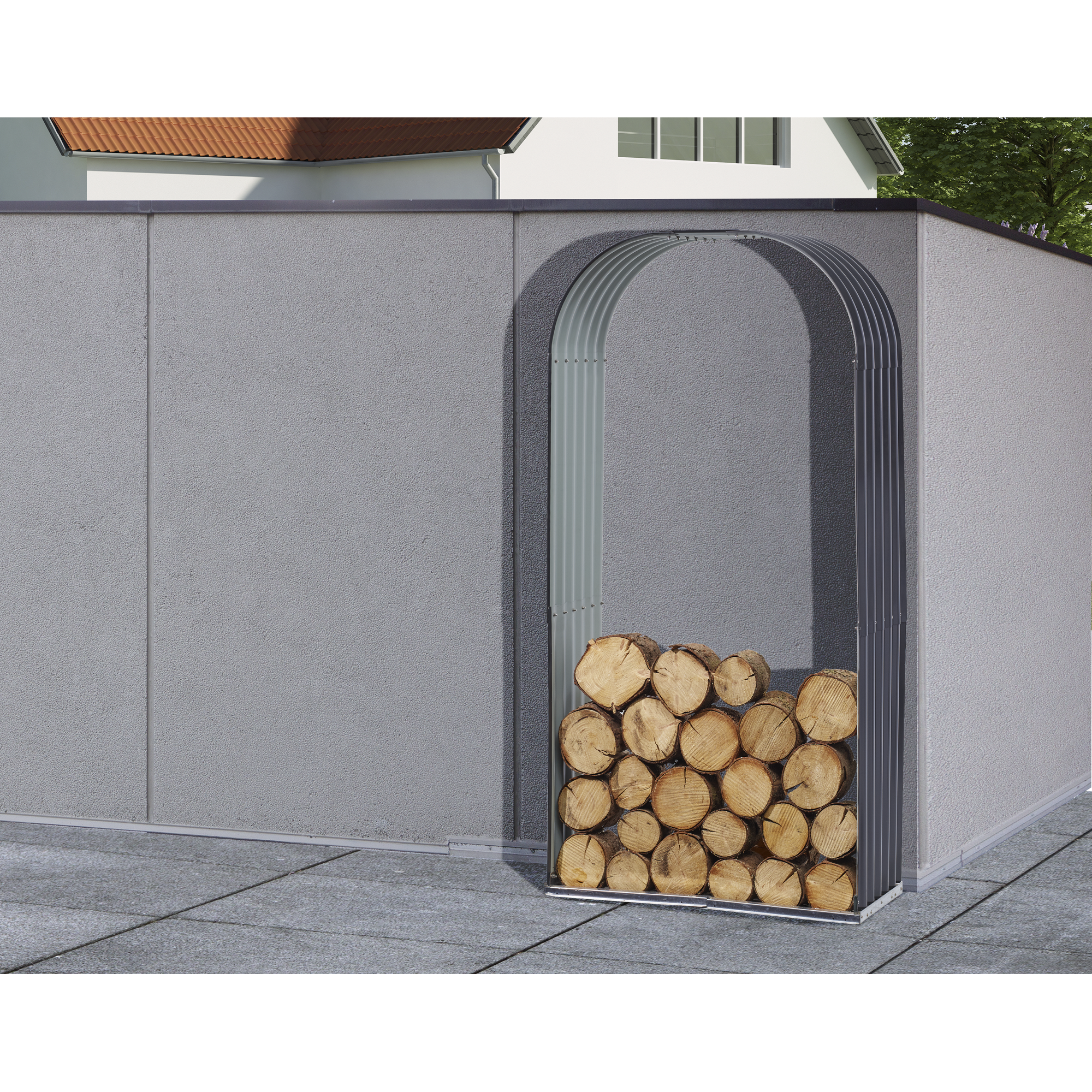 Holzunterstand mit Rundbogen 103 x 43 x 200 cm