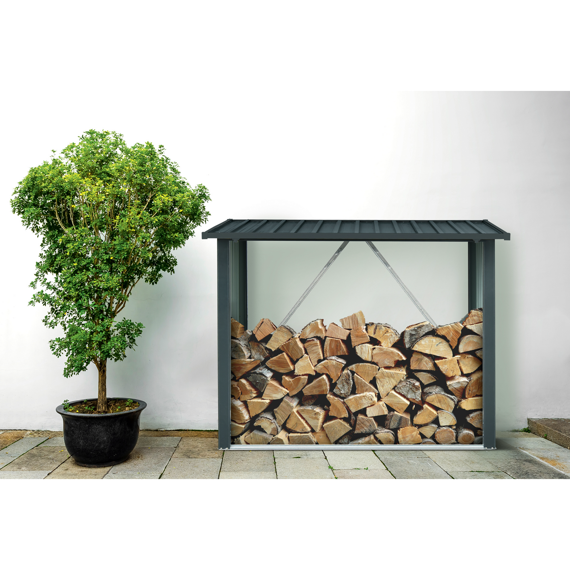 Kaminholzregal L anthrazit 163 x 89 x 154 cm