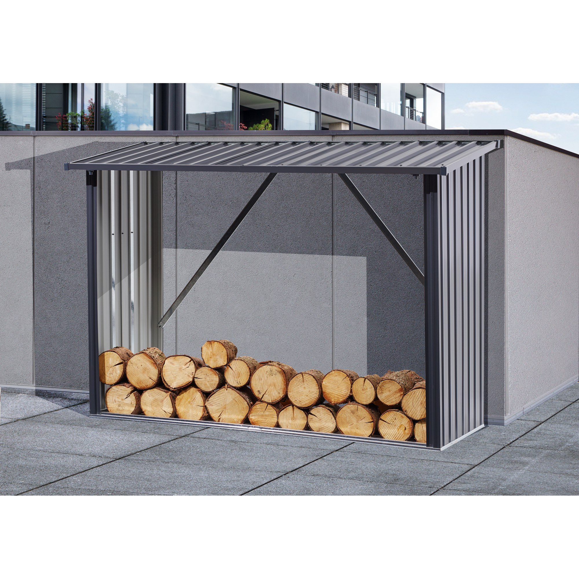 Kaminholzregal XL anthrazit 217 x 89 x 154 cm