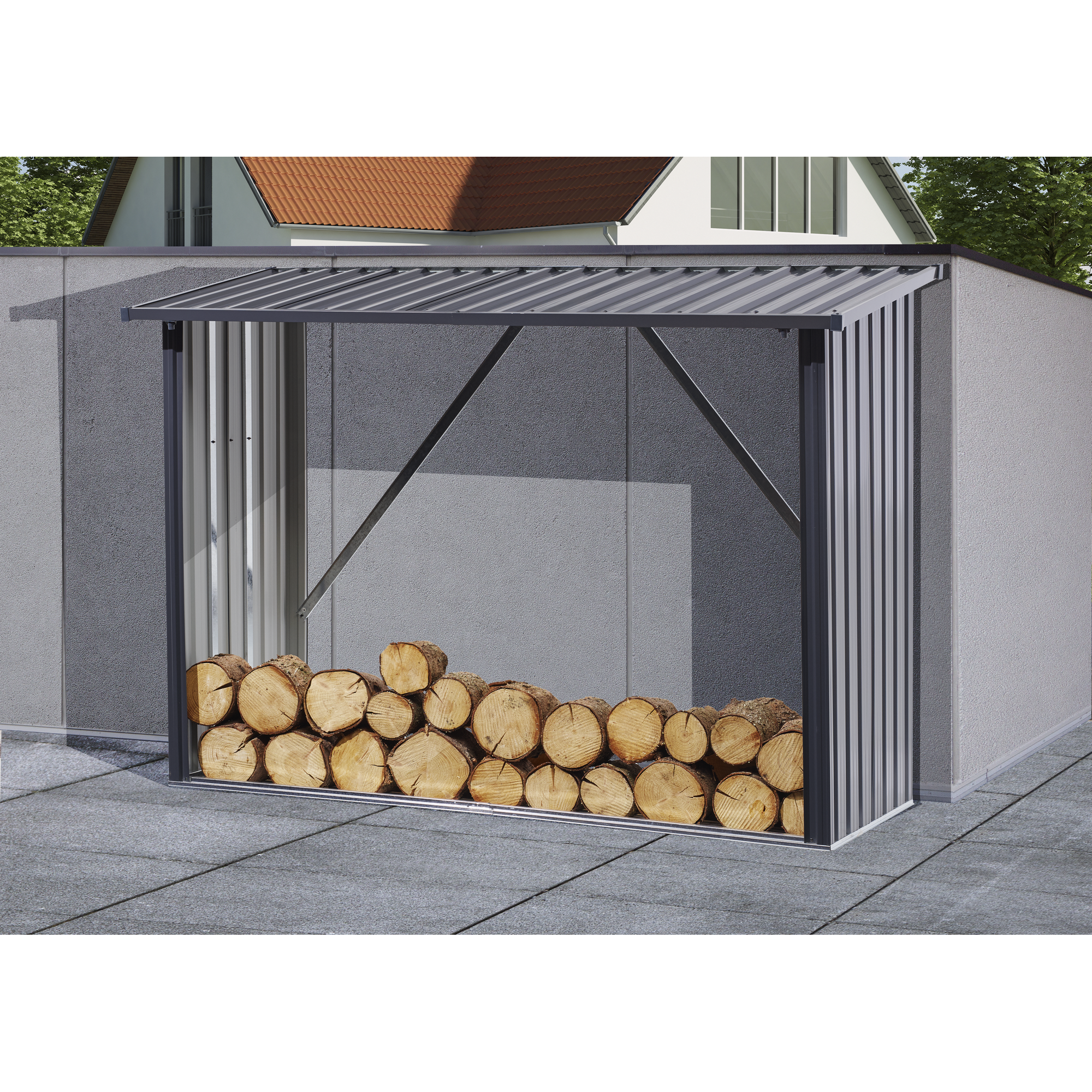 Kaminholzregal XL anthrazit 217 x 89 x 154 cm