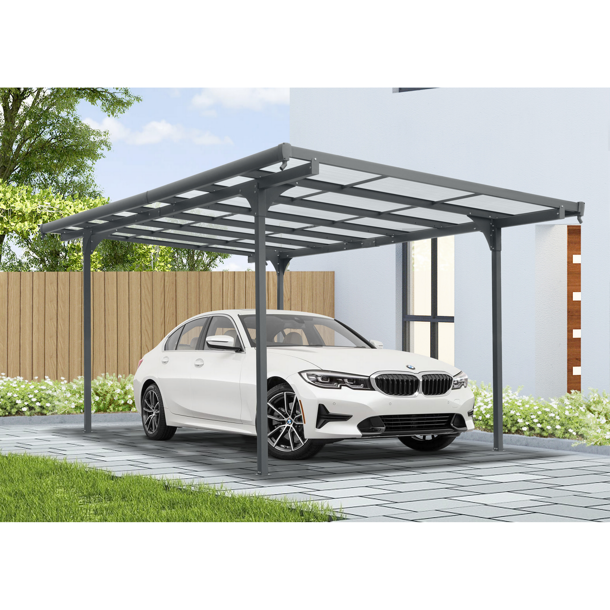 Carport anthrazit 299 x 496 x 226 cm