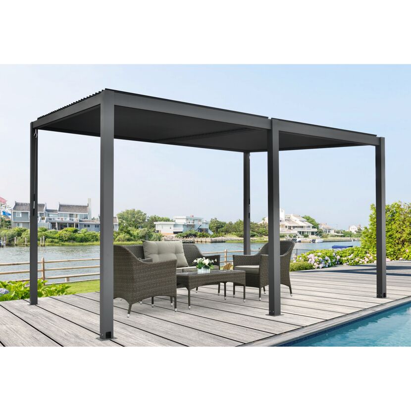 Pergola mit Schrägdach anthrazit 400 x 253 x 310 cm