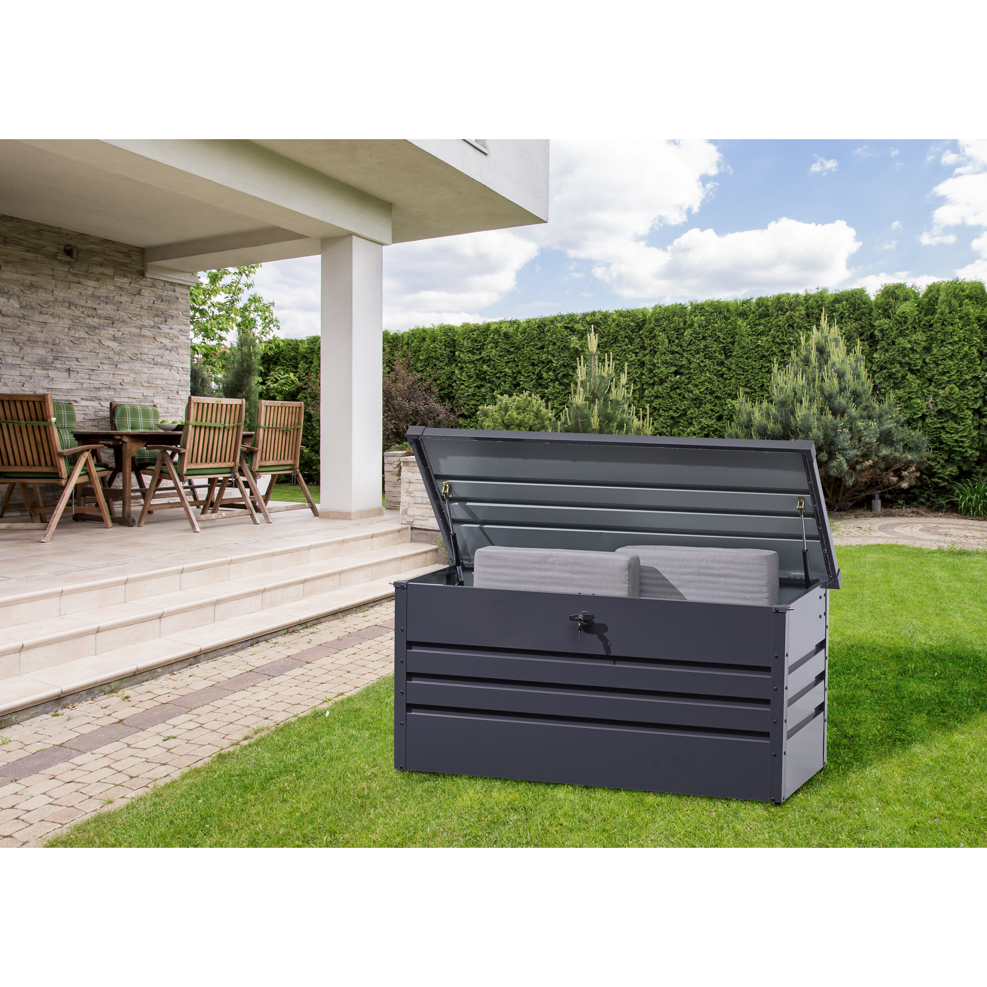 Gartenbox anthrazit 132 x 62 x 62 cm