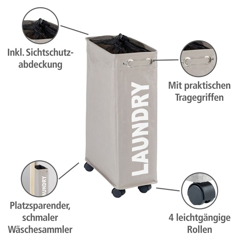 Wäschesammler 'Corno' Polyester taupe 18,5 x 60 x 40 cm