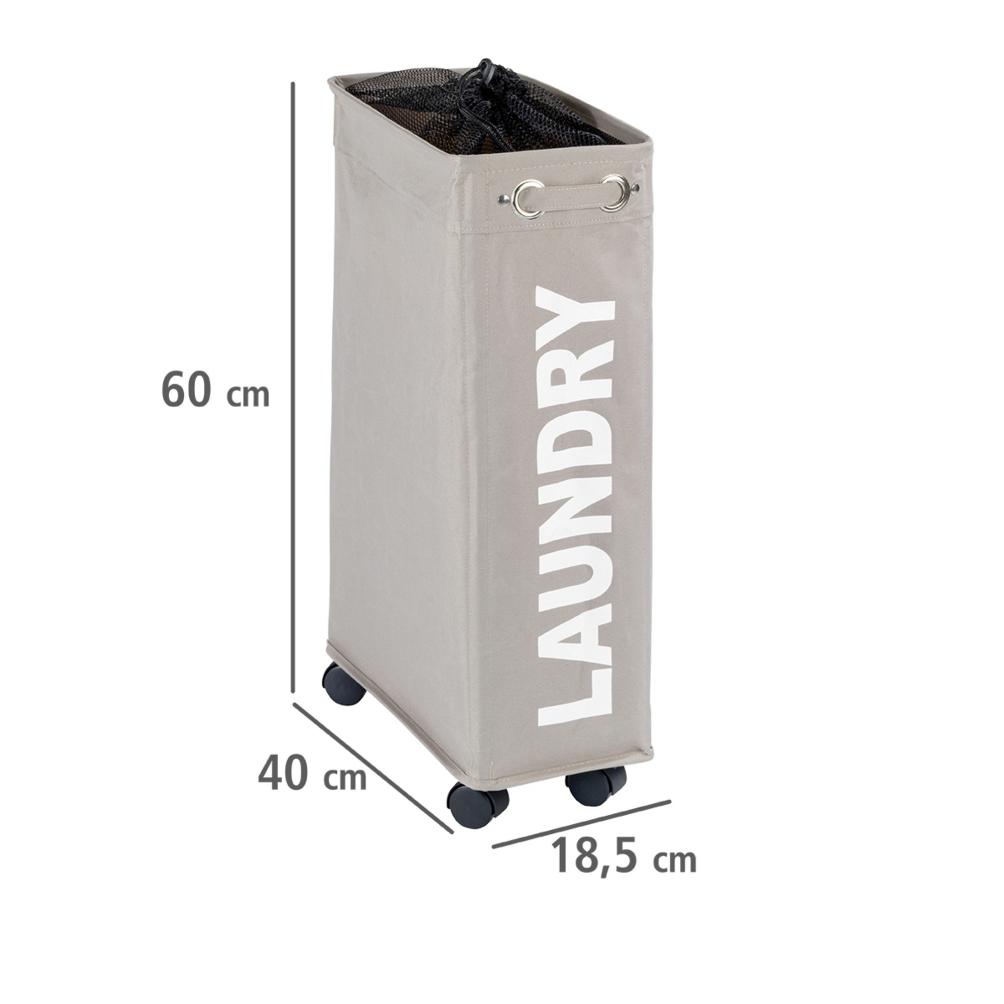Wäschesammler 'Corno' Polyester taupe 18,5 x 60 x 40 cm