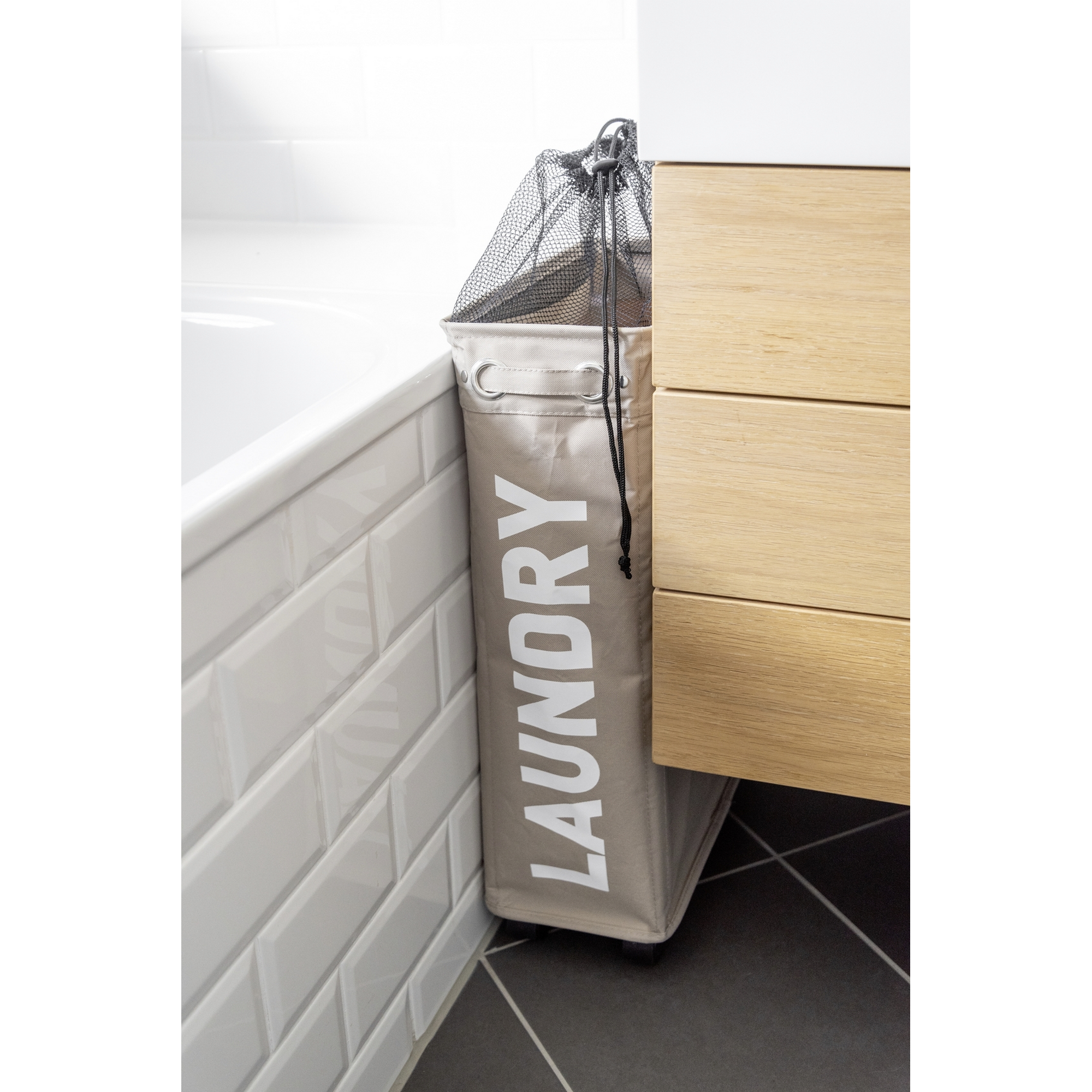 Wäschesammler 'Corno' Polyester taupe 18,5 x 60 x 40 cm