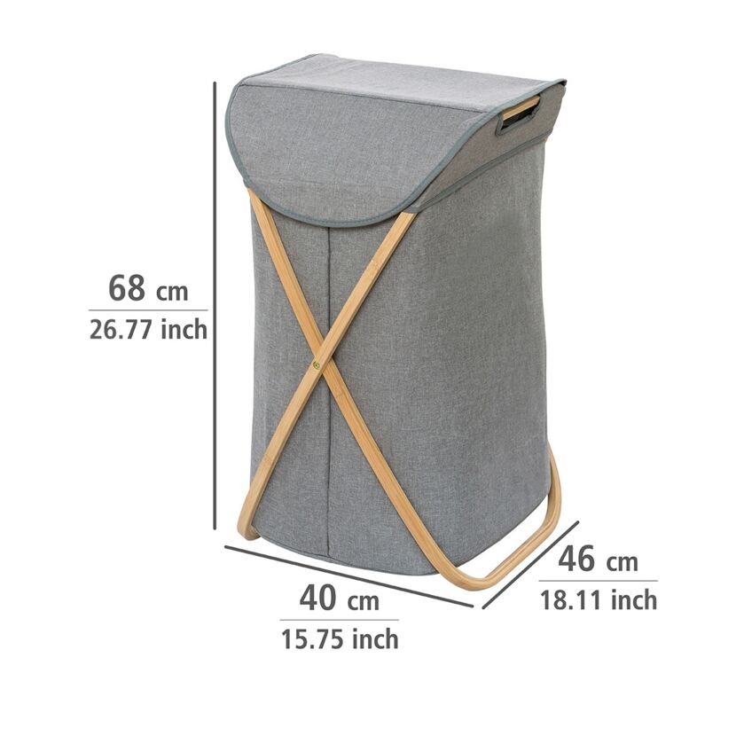 Wäschesammler 'Bahari' Bambus braun, grau 40 x 68 x 46 cm 79 l