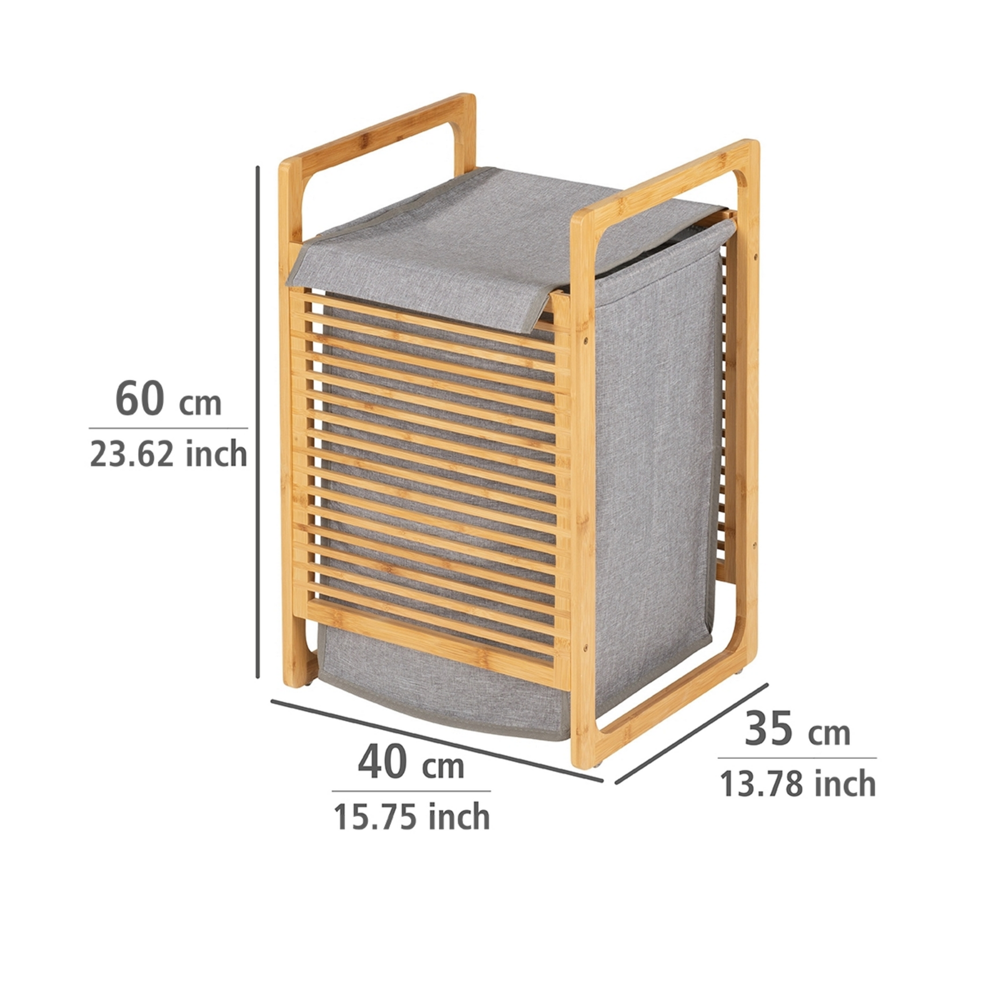 Wäschesammler 'Bahari' Bambus braun, grau 40 x 60 x 35 cm 43 l