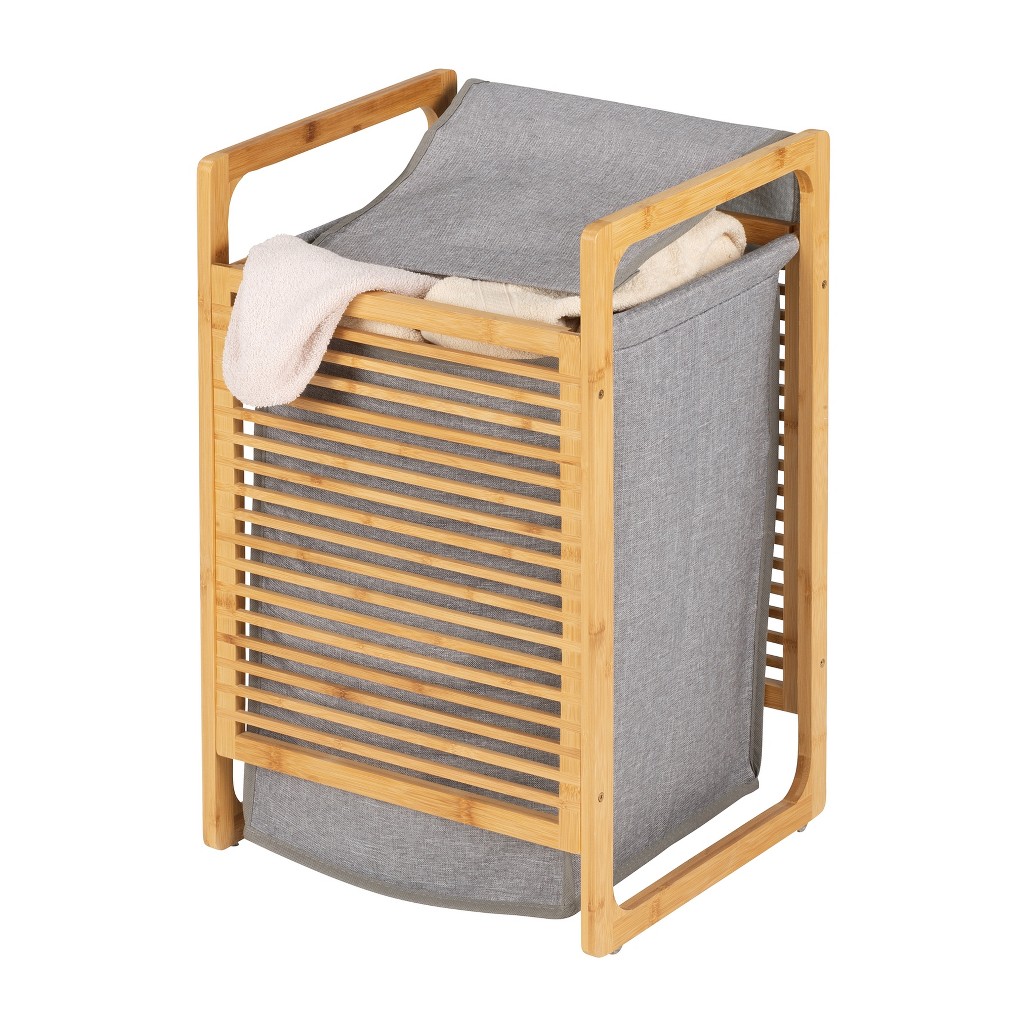 Wäschesammler 'Bahari' Bambus braun, grau 40 x 60 x 35 cm 43 l