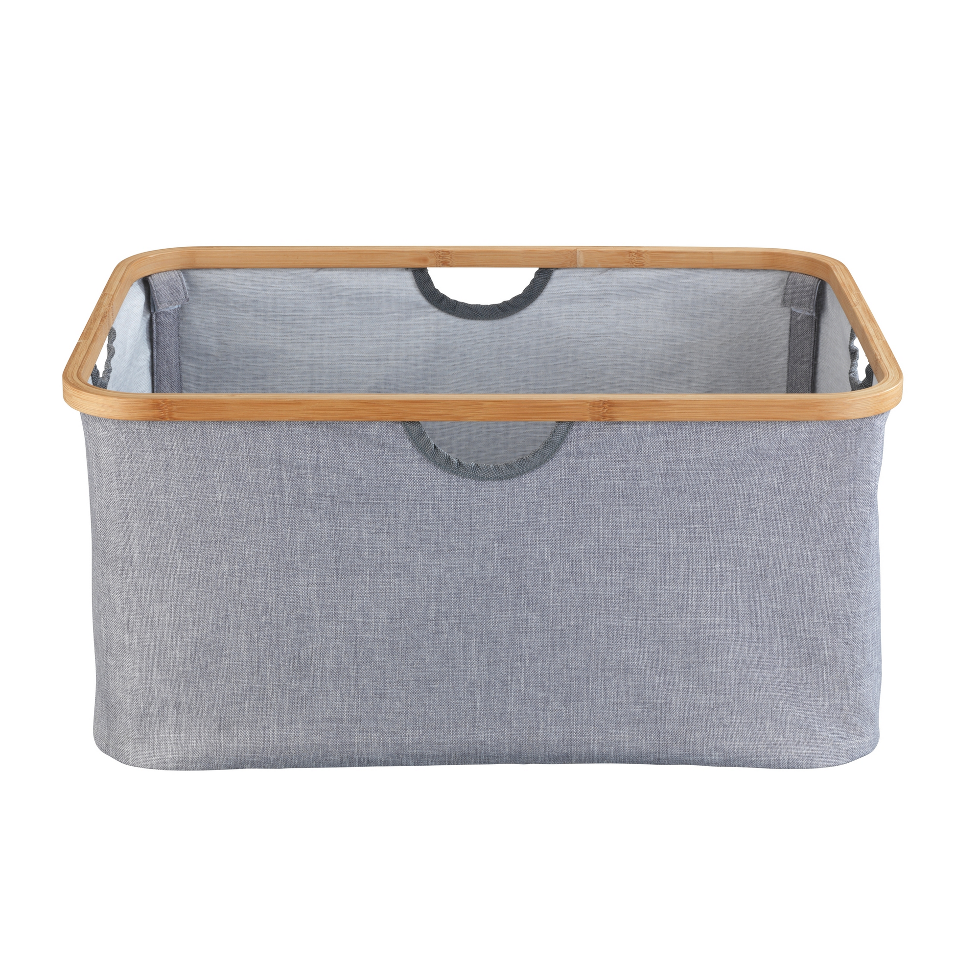 Wäschekorb 'Bahari' Polyester, Bambus grau faltbar 50 l