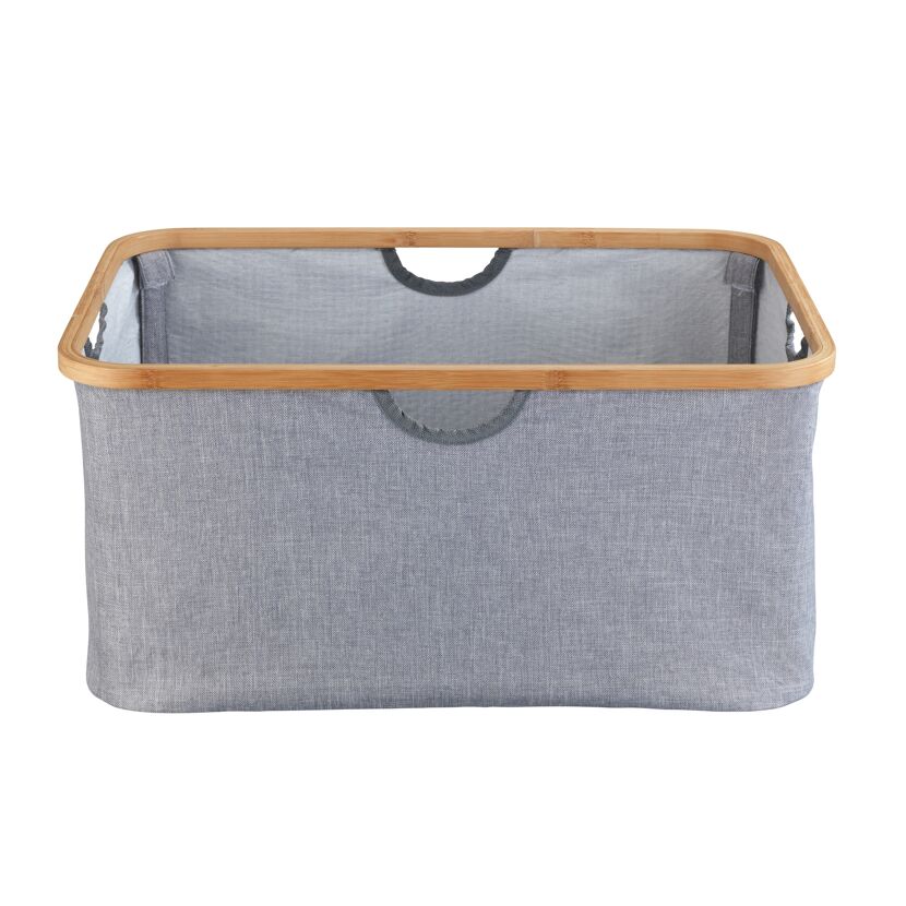Wäschekorb 'Bahari' Polyester, Bambus grau faltbar 50 l