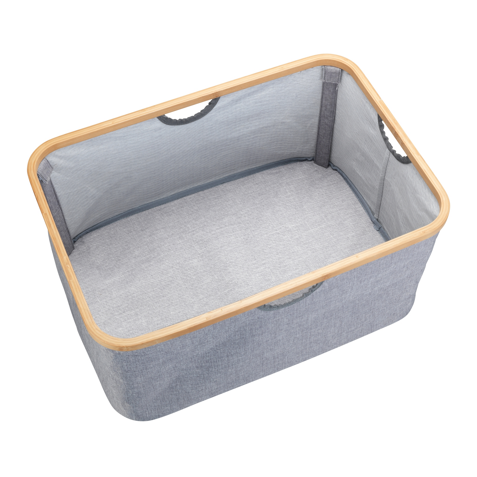 Wäschekorb 'Bahari' Polyester, Bambus grau faltbar 50 l