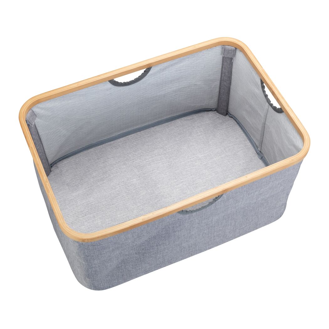 Wäschekorb 'Bahari' Polyester, Bambus grau faltbar 50 l