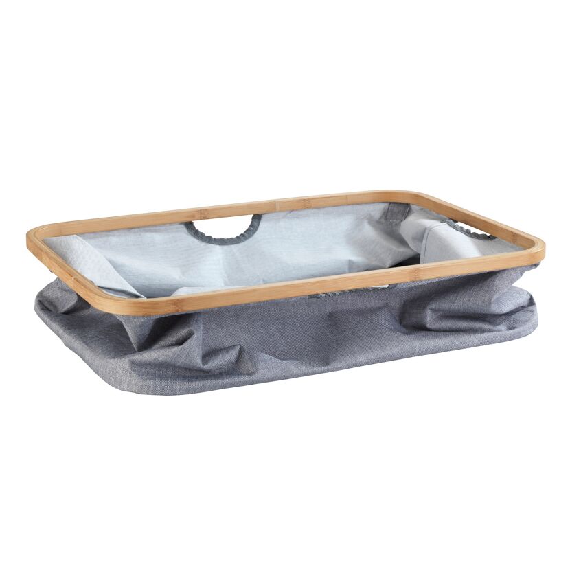 Wäschekorb 'Bahari' Polyester, Bambus grau faltbar 50 l