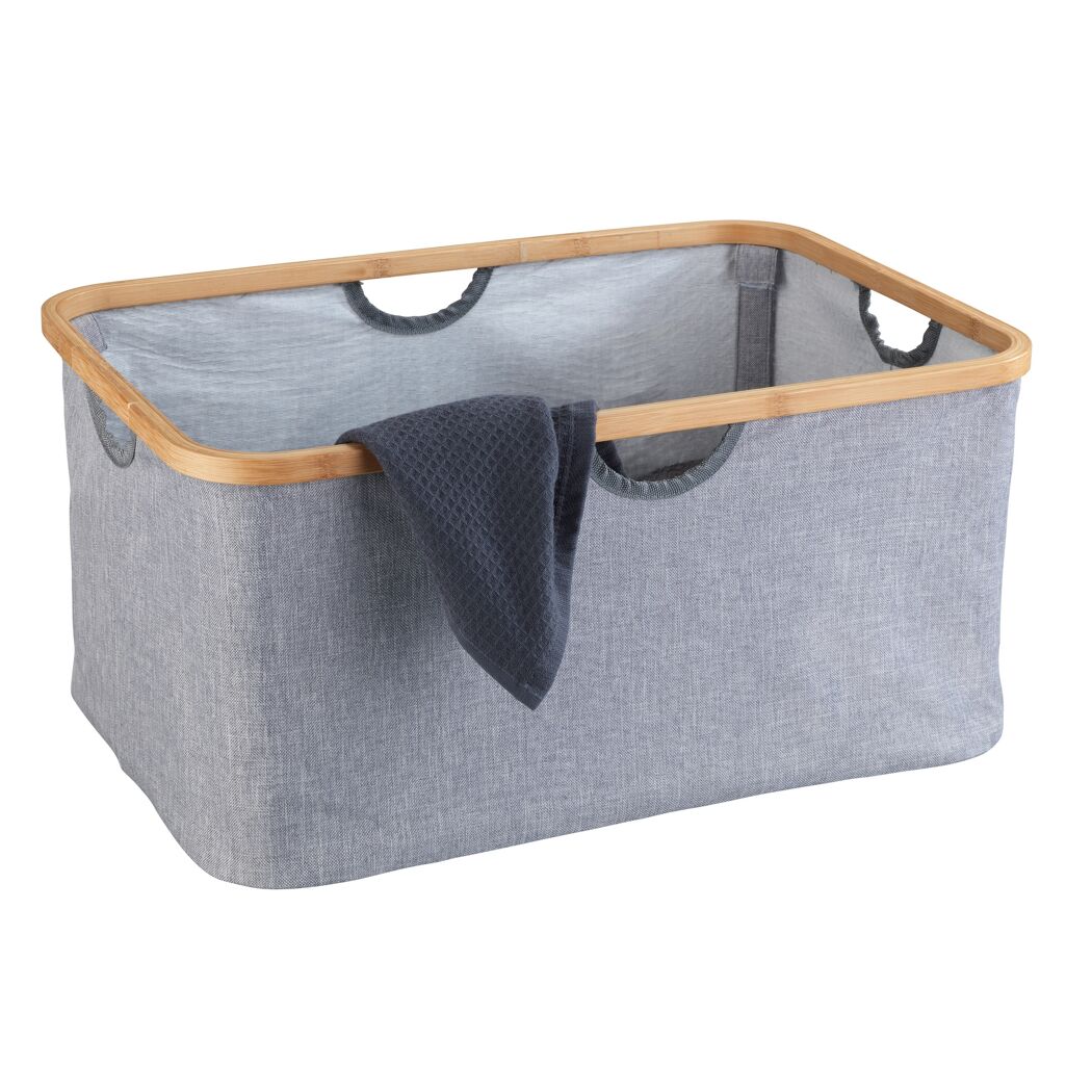 Wäschekorb 'Bahari' Polyester, Bambus grau faltbar 50 l