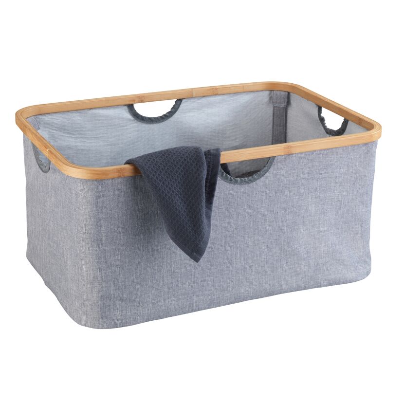 Wäschekorb 'Bahari' Polyester, Bambus grau faltbar 50 l