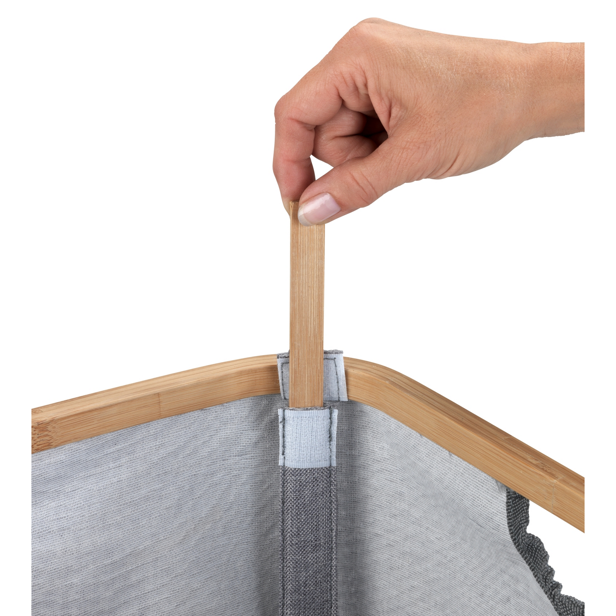 Wäschekorb 'Bahari' Polyester, Bambus grau faltbar 50 l