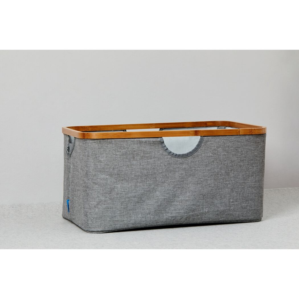 Wäschekorb 'Bahari' Polyester, Bambus grau faltbar 50 l