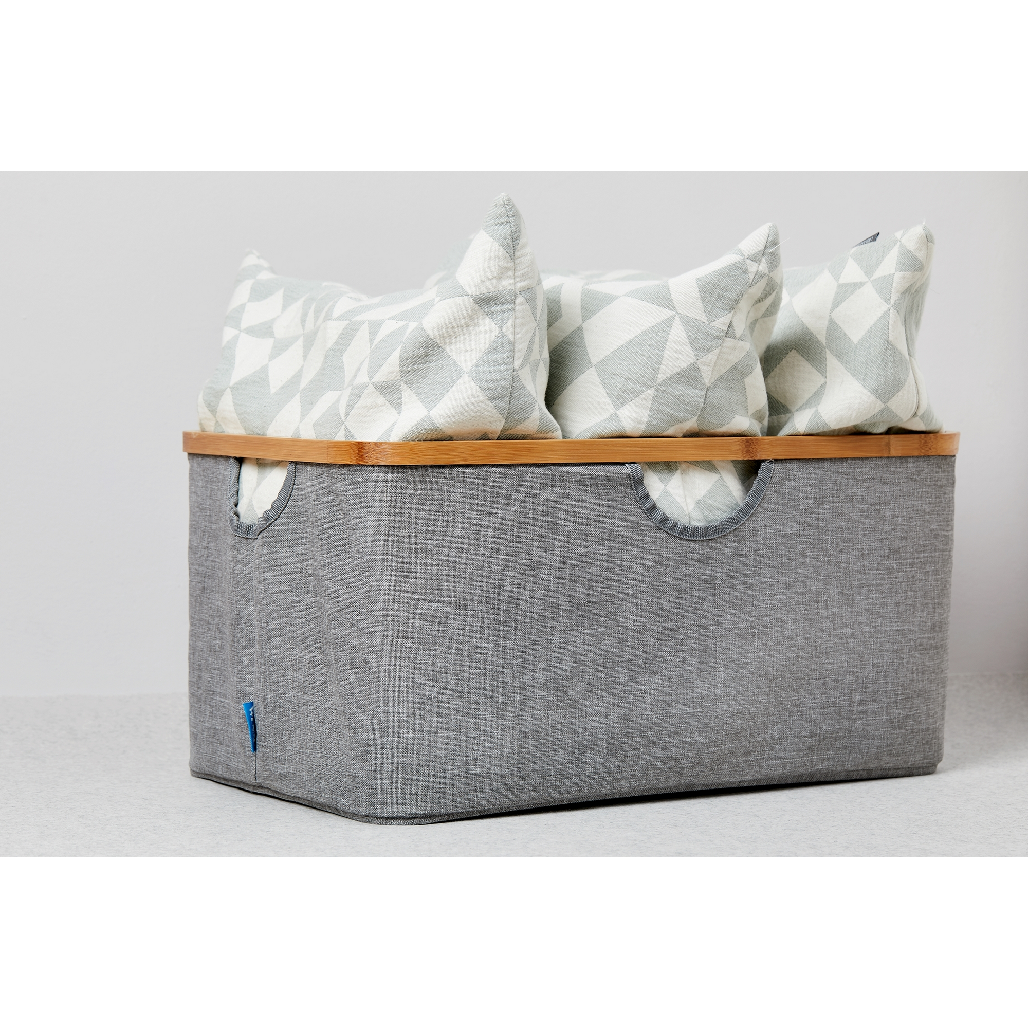 Wäschekorb 'Bahari' Polyester, Bambus grau faltbar 50 l