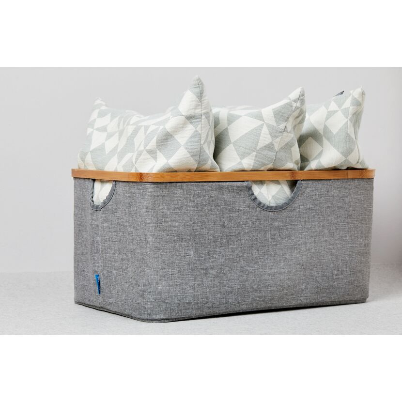 Wäschekorb 'Bahari' Polyester, Bambus grau faltbar 50 l