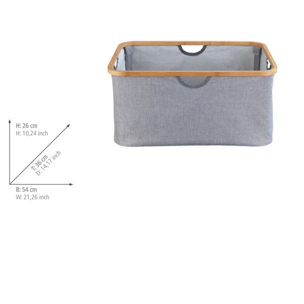 Wäschekorb 'Bahari' Polyester, Bambus grau faltbar 50 l
