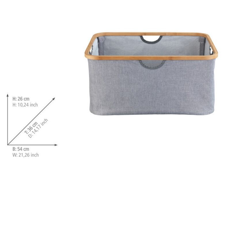 Wäschekorb 'Bahari' Polyester, Bambus grau faltbar 50 l