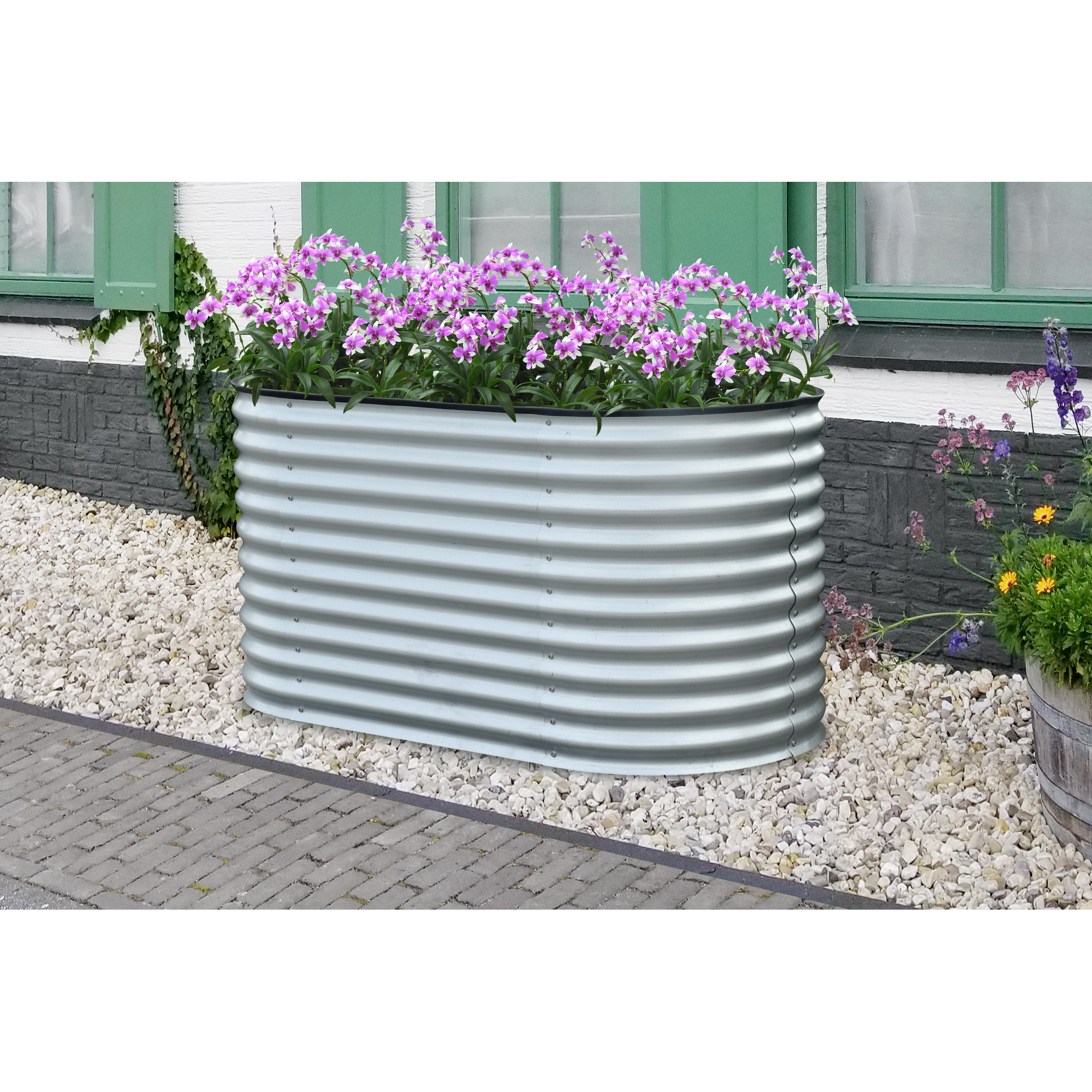 Hochbeet 'Welle' silberfarben 160 x 82 x 80 cm