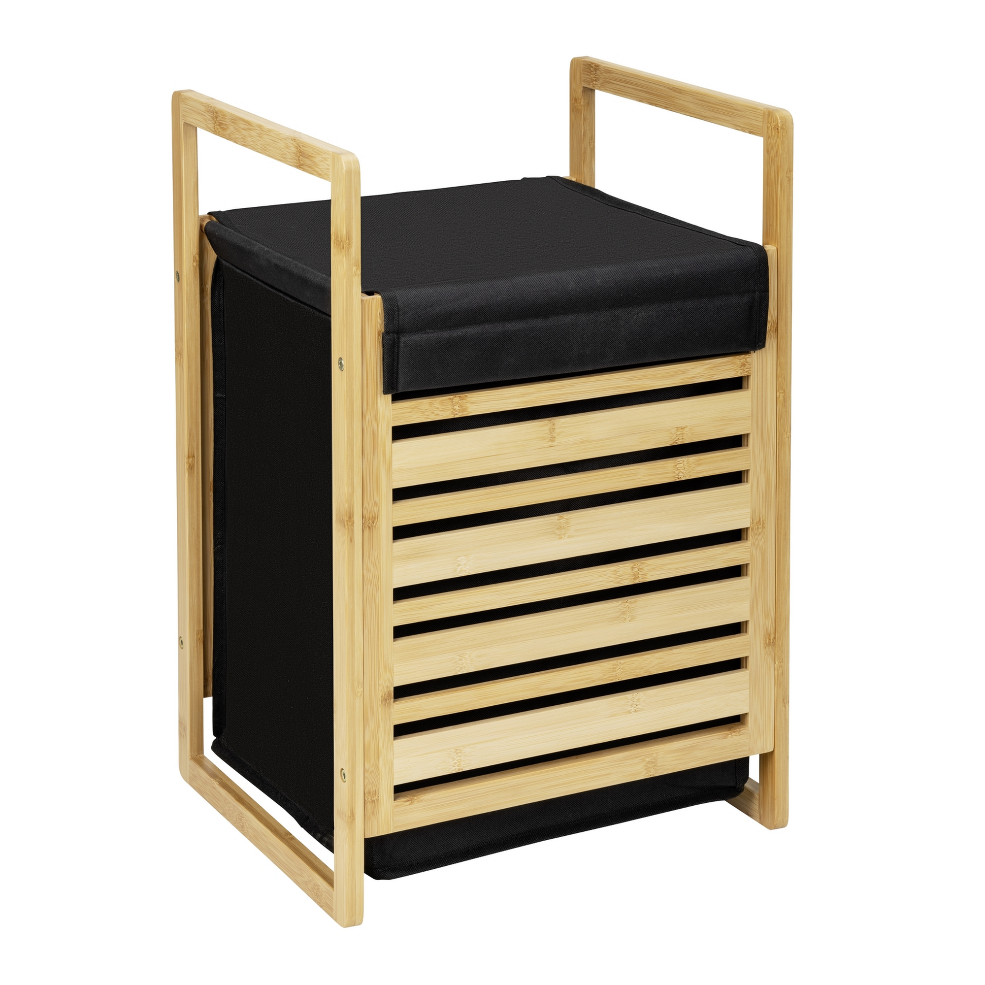 Wäschetruhe 'Ecori' Bambus, Polyester schwarz 40 x 60 x 35 cm