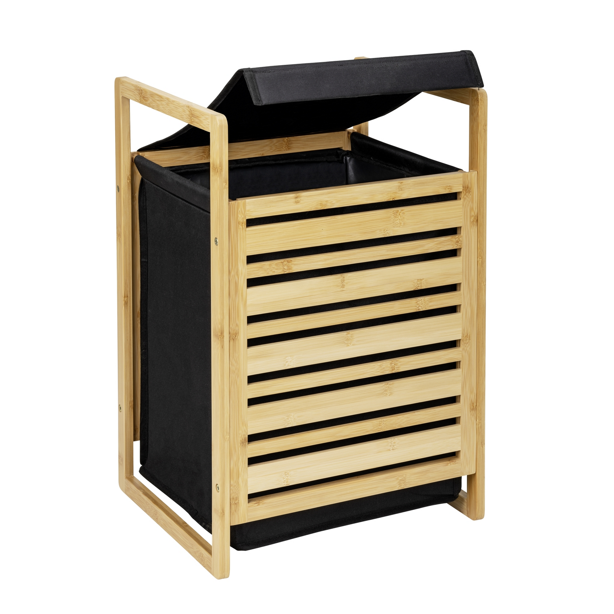 Wäschetruhe 'Ecori' Bambus, Polyester schwarz 40 x 60 x 35 cm