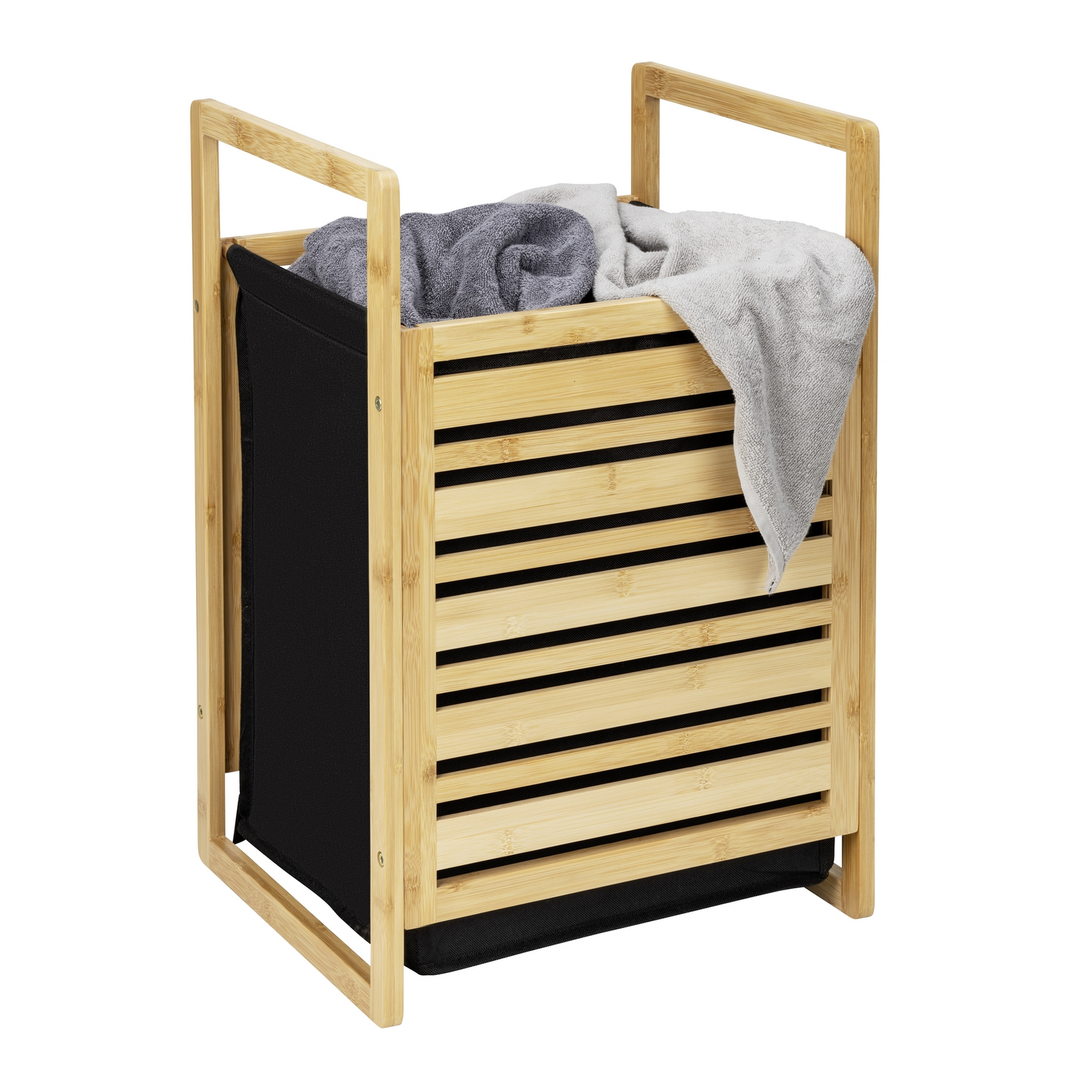 Wäschetruhe 'Ecori' Bambus, Polyester schwarz 40 x 60 x 35 cm