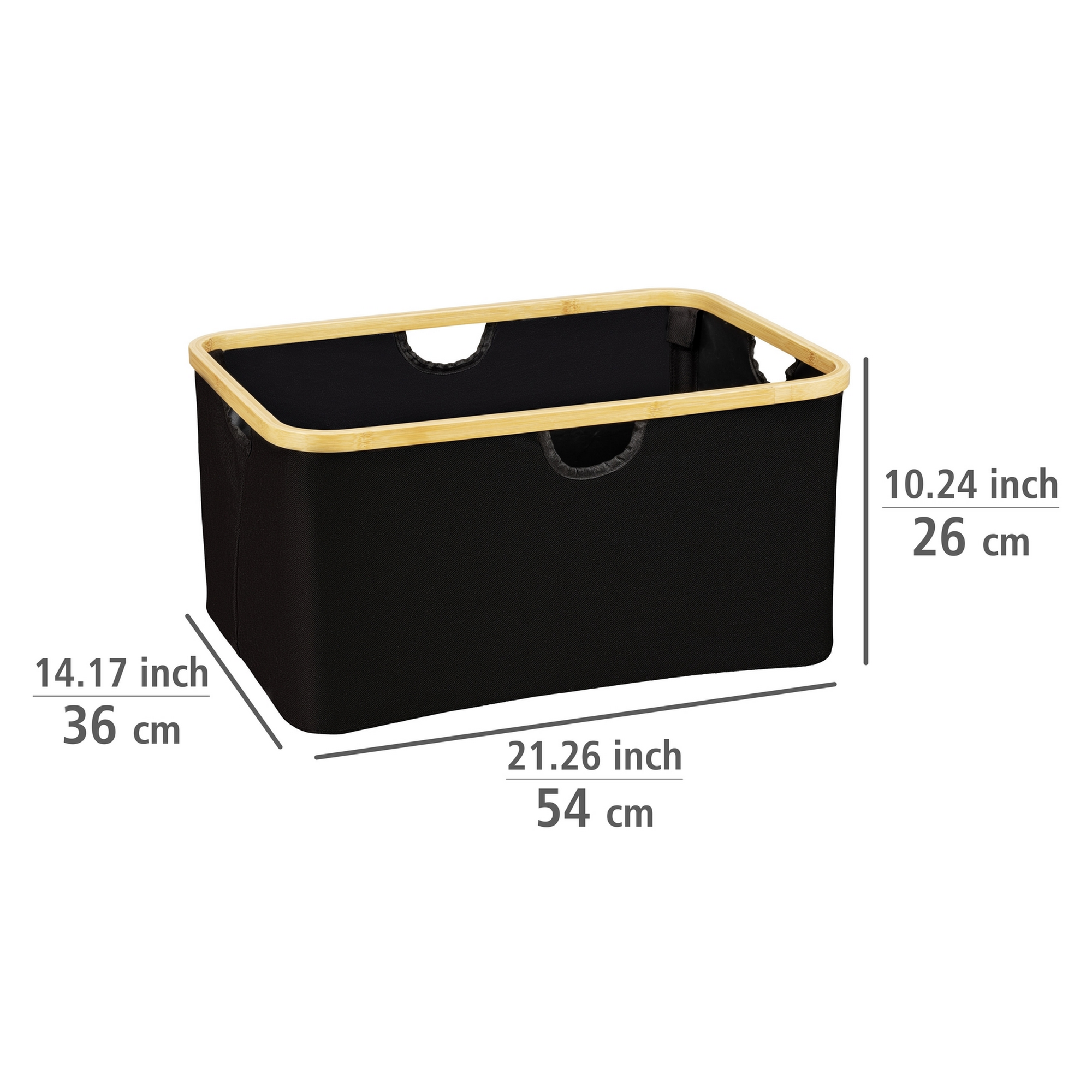 Wäschekorb 'Ecori' Polyester schwarz 54 x 26 x 36 cm