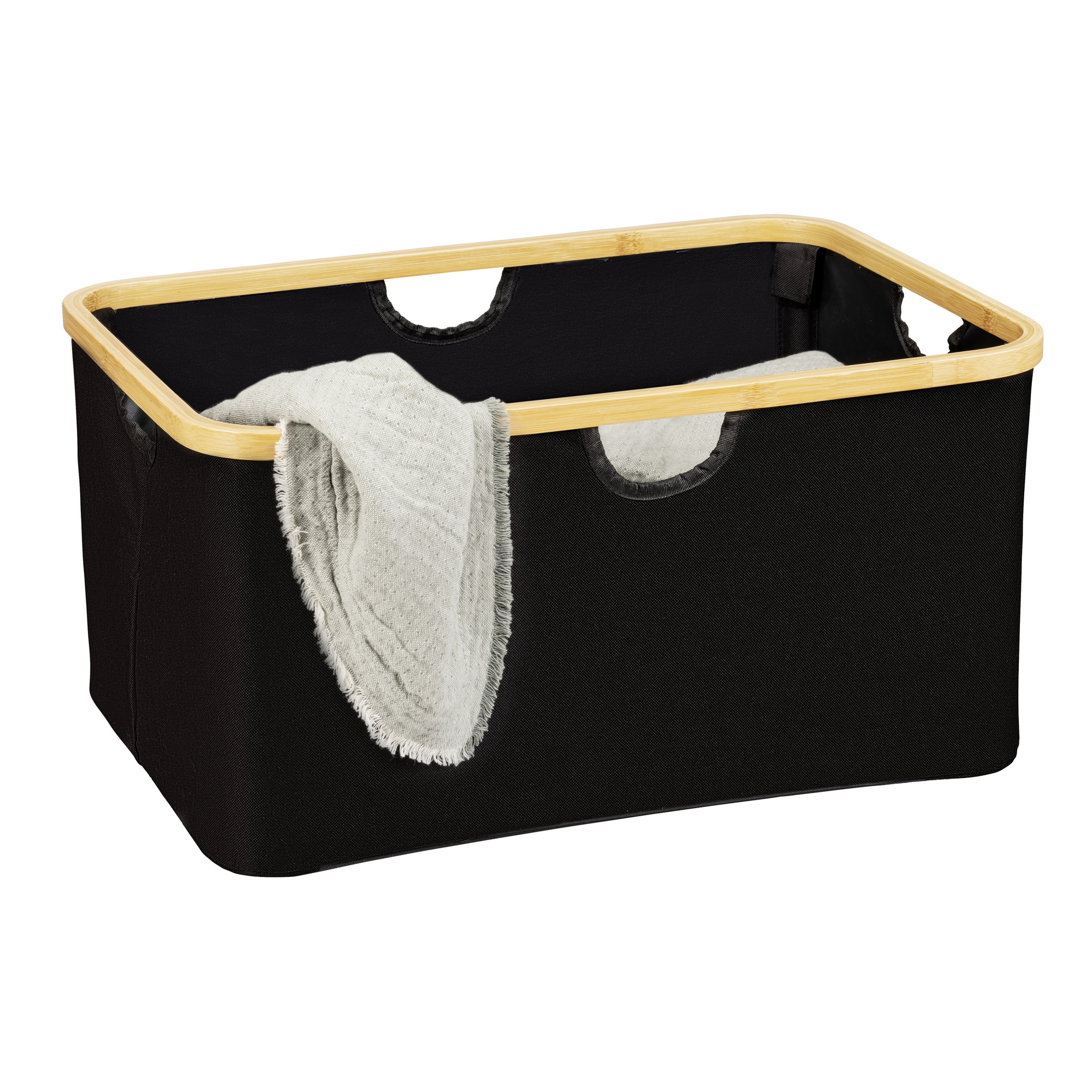 Wäschekorb 'Ecori' Polyester schwarz 54 x 26 x 36 cm