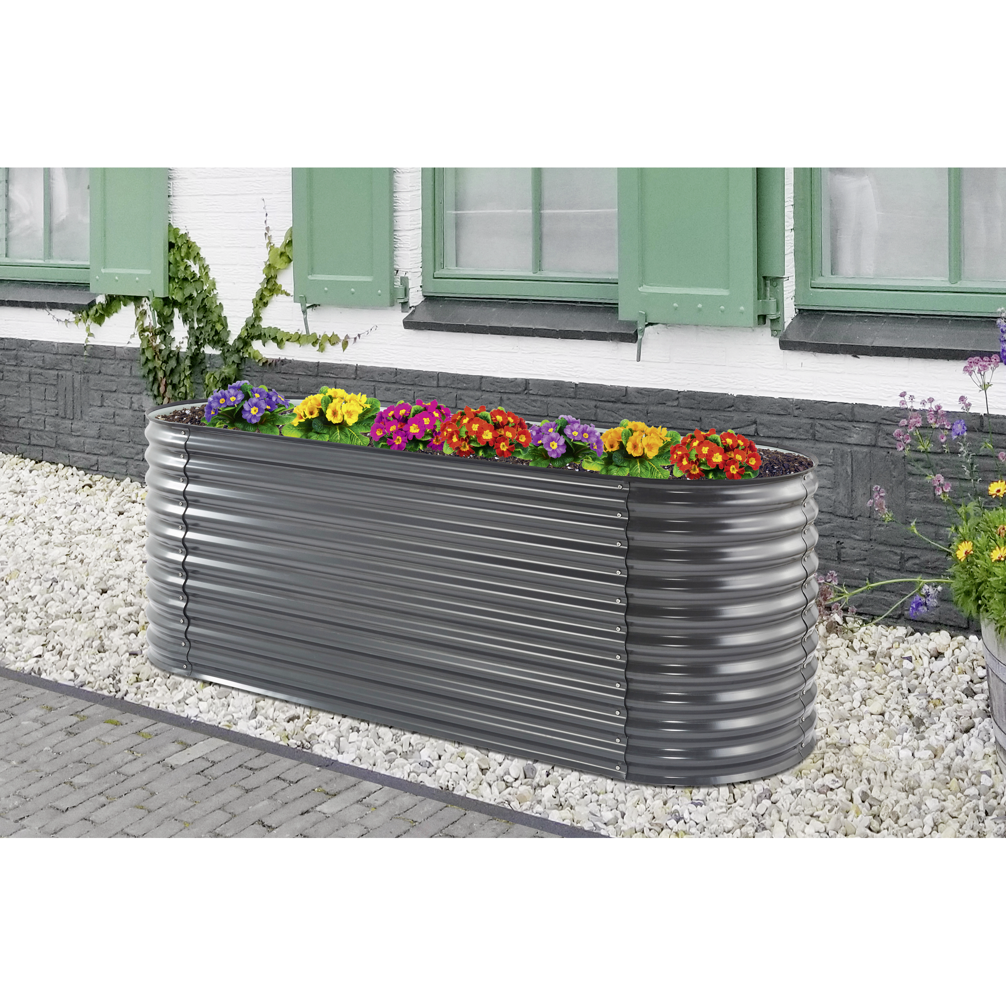 Hochbeet 'Welle' silberfarben 240 x 82 x 80 cm