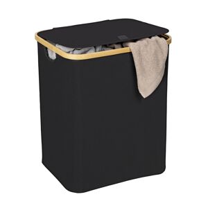 Wäschesammler 'Ecori' Bambus schwarz 41 x 50 x 33 cm