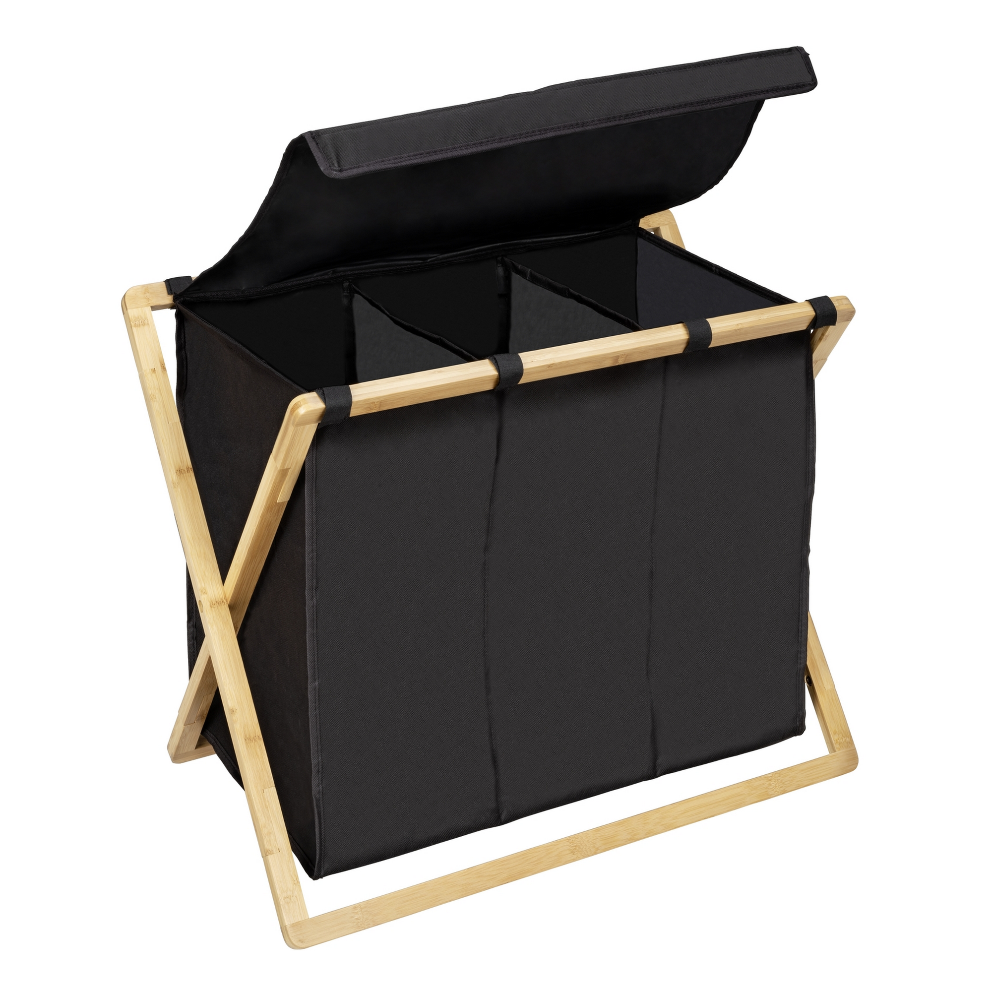 Wäschesammler 'Ecori' Bambus schwarz, braun 69 x 56,5 x 33 cm