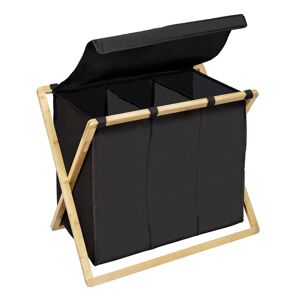 Wäschesammler 'Ecori' Bambus schwarz, braun 69 x 56,5 x 33 cm