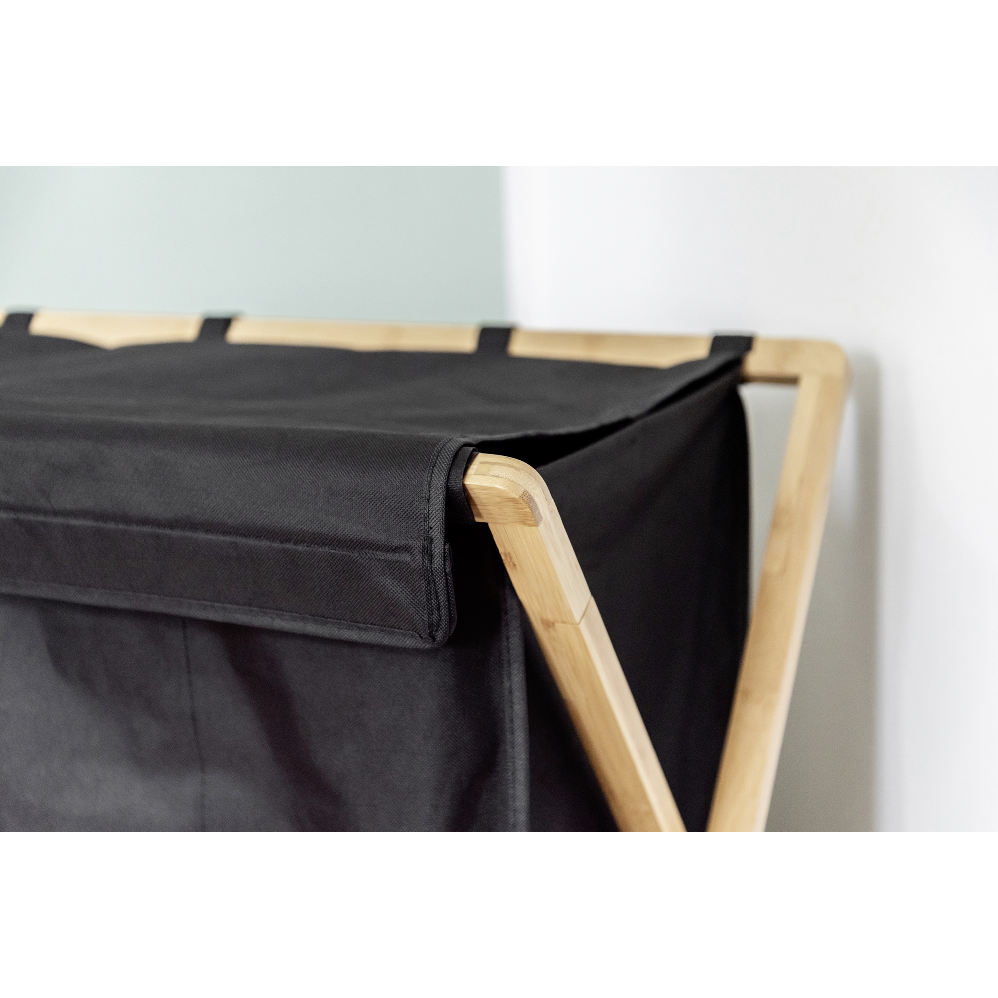 Wäschesammler 'Ecori' Bambus schwarz, braun 69 x 56,5 x 33 cm