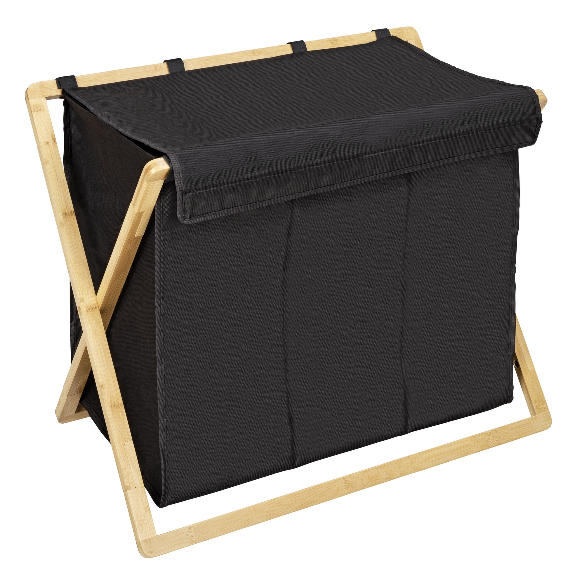 Wäschesammler 'Ecori' Bambus schwarz, braun 69 x 56,5 x 33 cm