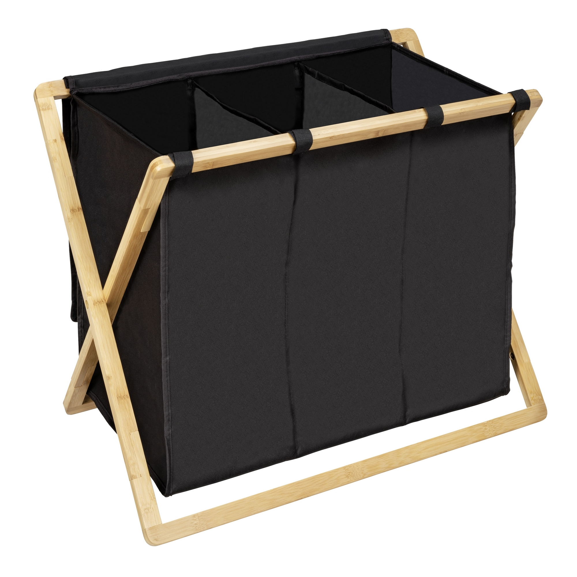 Wäschesammler 'Ecori' Bambus schwarz, braun 69 x 56,5 x 33 cm