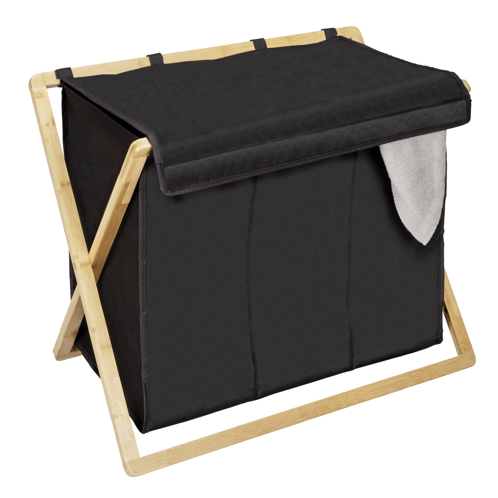 Wäschesammler 'Ecori' Bambus schwarz, braun 69 x 56,5 x 33 cm