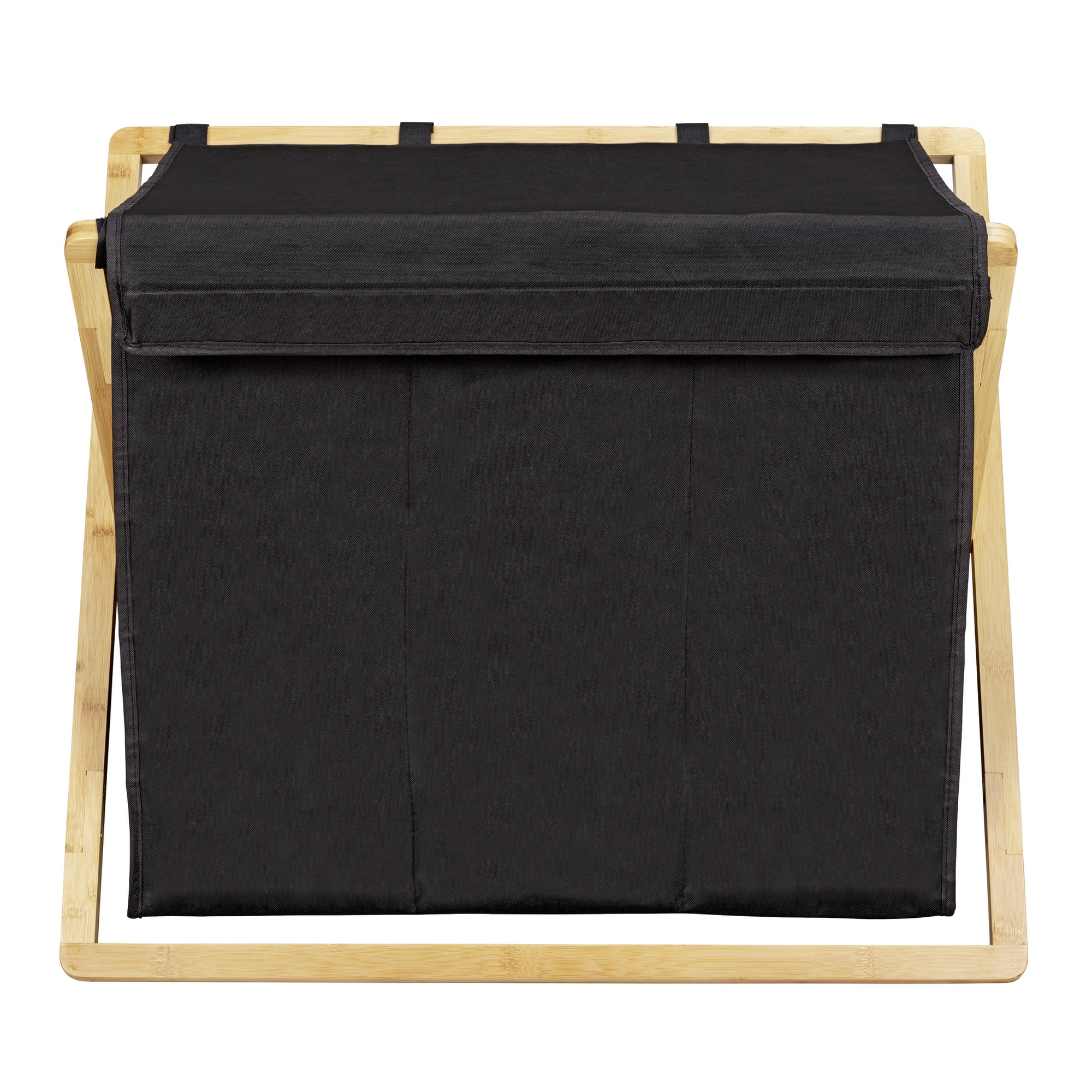 Wäschesammler 'Ecori' Bambus schwarz, braun 69 x 56,5 x 33 cm