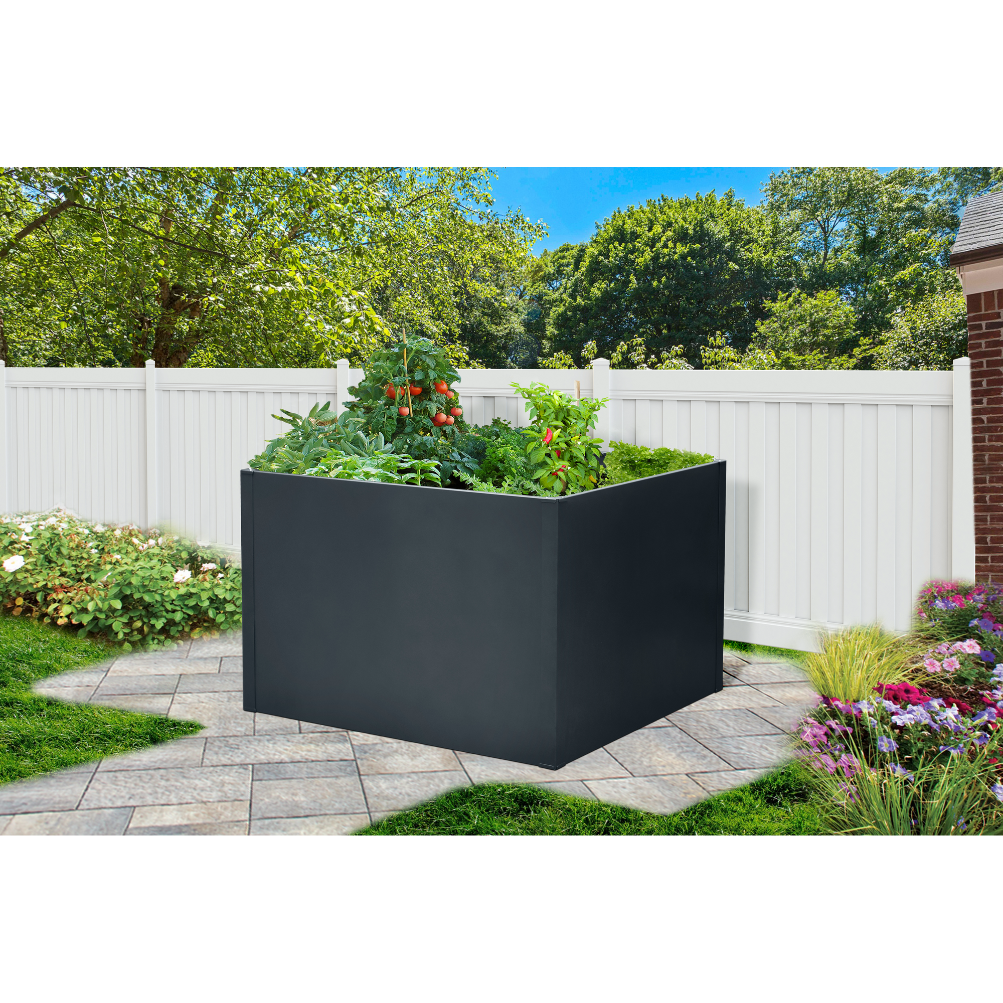 Hochbeet 'Twin-Wall' anthrazit 90 x 76 x 90 cm