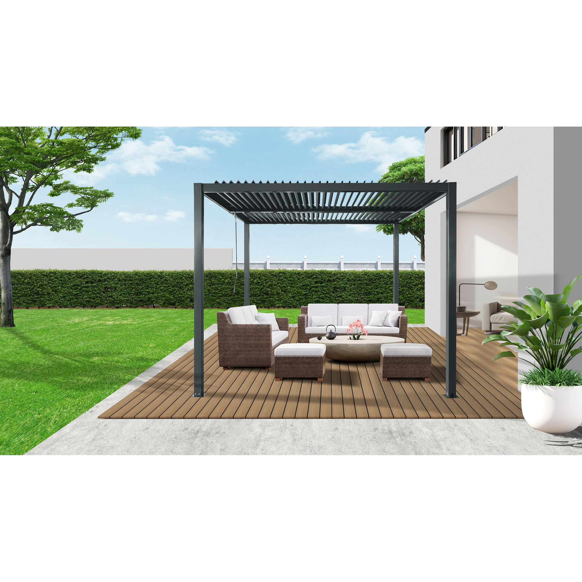 Pergola mit Flachdach anthrazit 300 x 250 x 300 cm