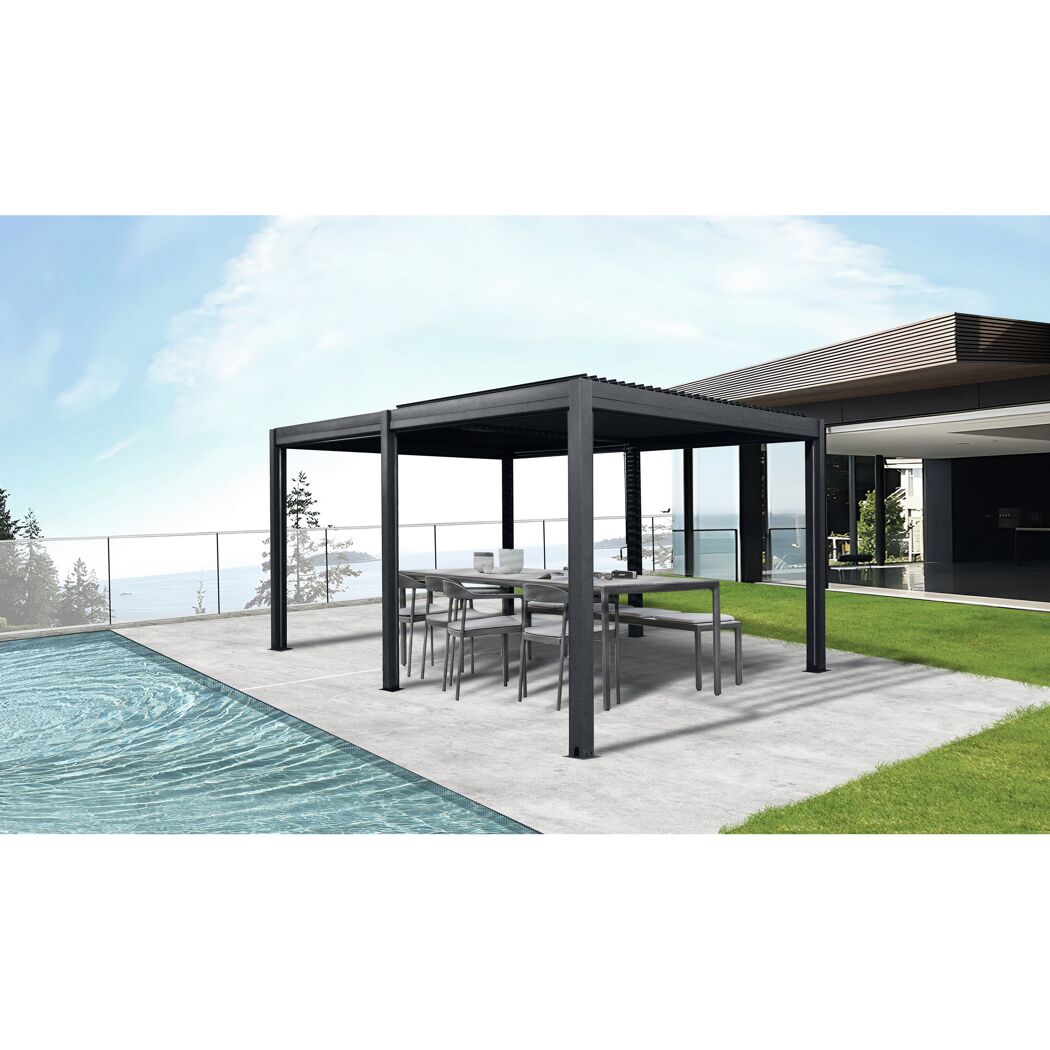 Pergola mit Flachdach anthrazit 400 x 250 x 300 cm