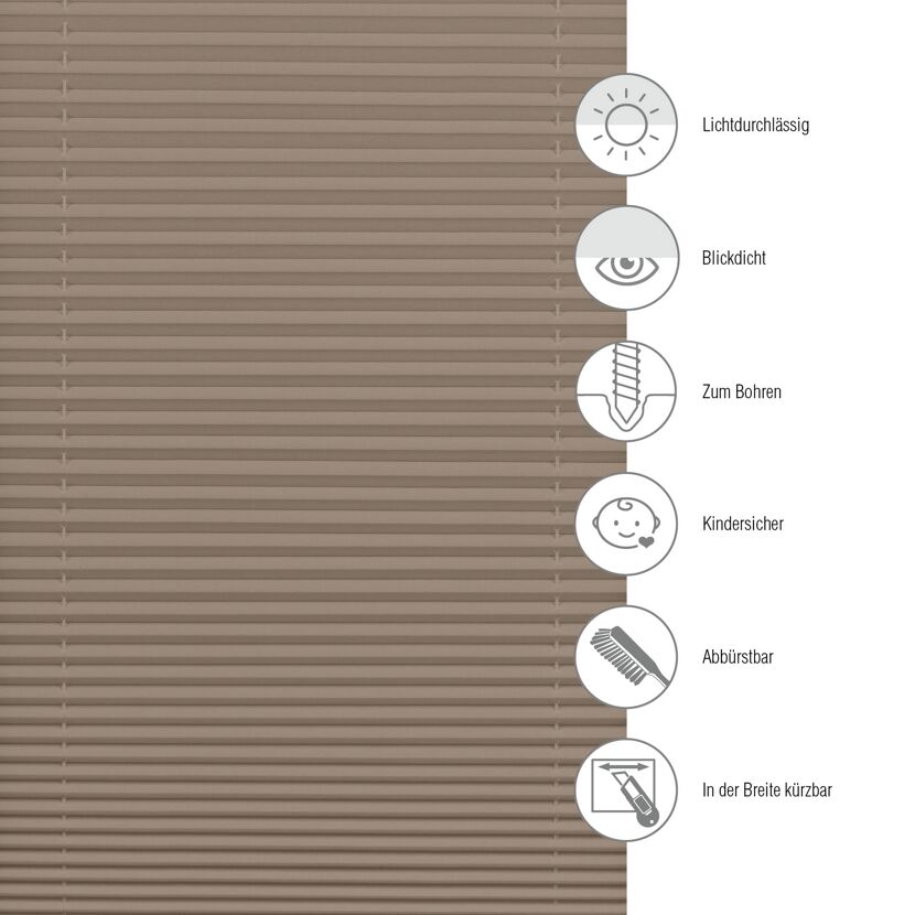 Plissee 'Concept' taupe 80 x 210 cm