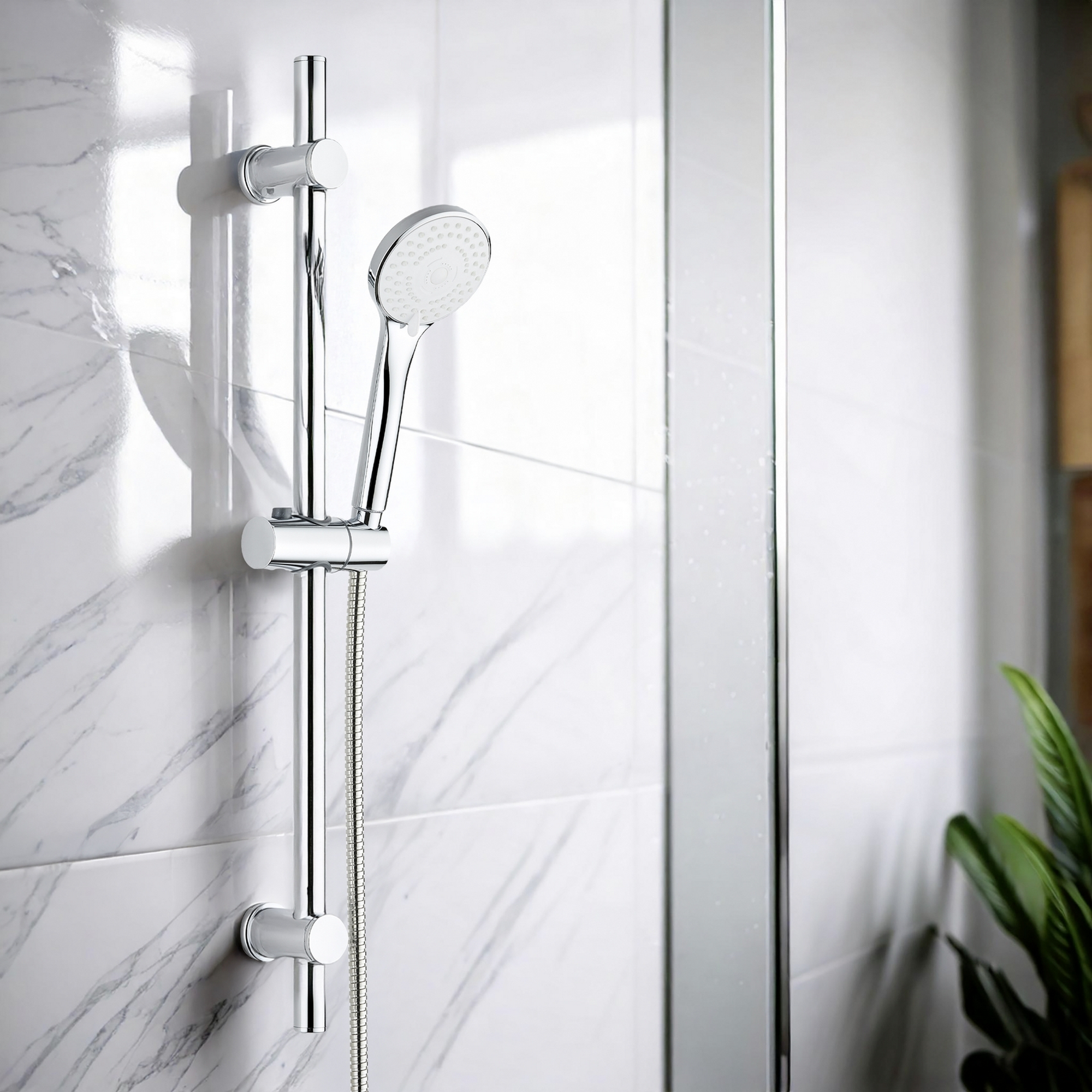 Handbrausen-Set 'Uno' Edelstahl chromfarben 3-teilig