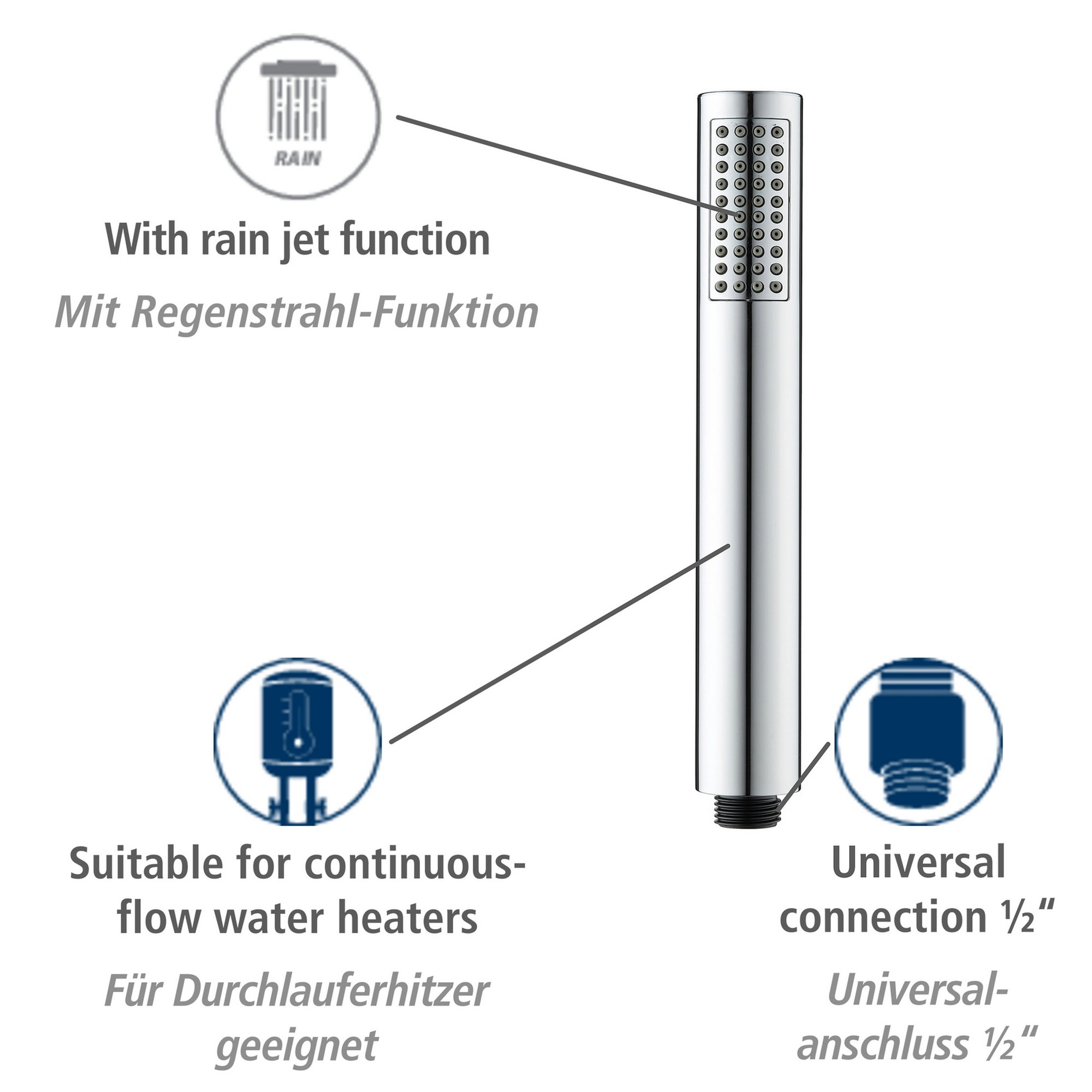 Handbrausen-Set 'Basic Line' chromfarben 3-teilig