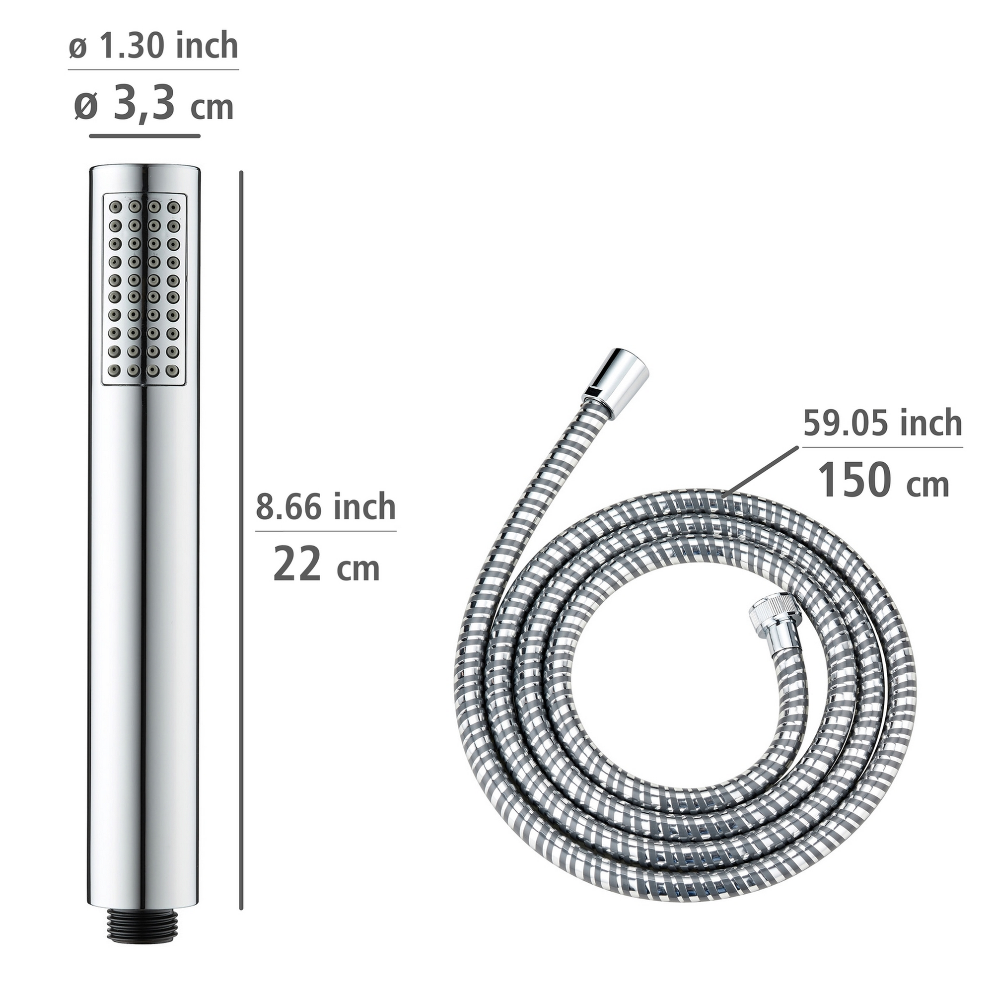 Handbrausen-Set 'Basic Line' chromfarben 3-teilig